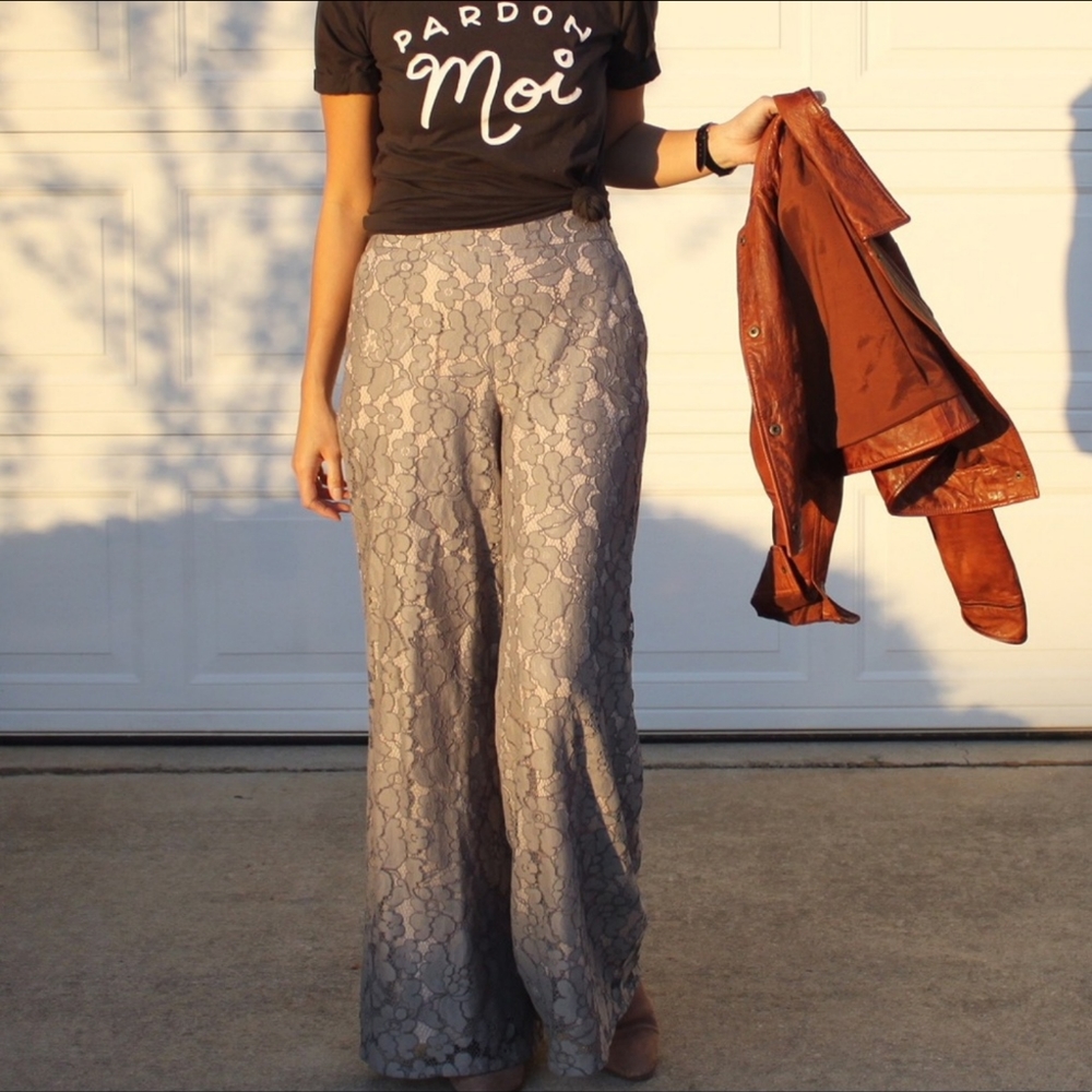 Anthropologie lace wide leg pants - Picture 1 of 12